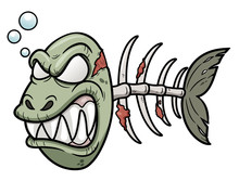 Vector Illustration Of Cartoon Zombie Fish