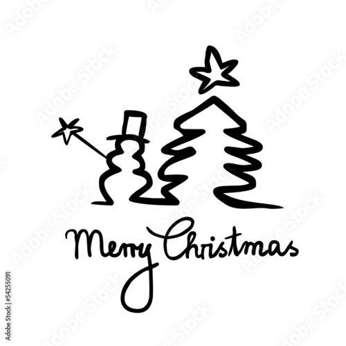 Handgemachte Weihnachtskarte Schneemann Tanne Schwarz Weiss Buy This Stock Vector And Explore Similar Vectors At Adobe Stock Adobe Stock