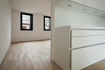 interior new house, modern white kitchen, detail