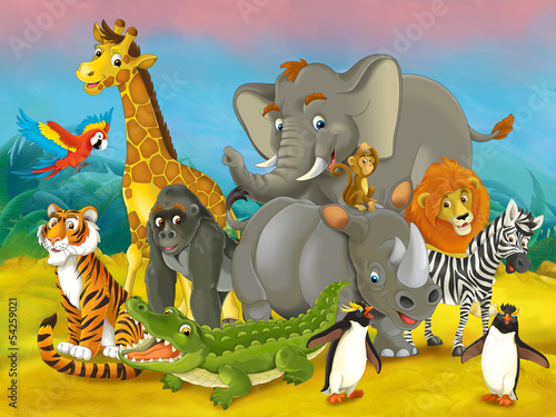 Fototapeta do kuchni Cartoon safari - illustration for the children