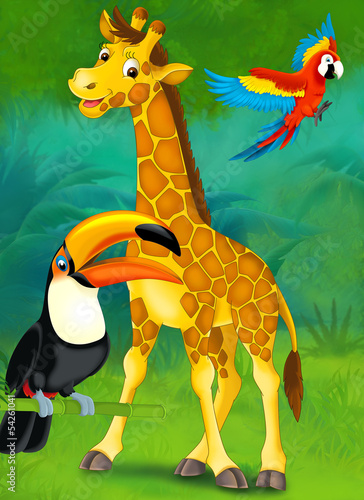 Tapeta ścienna Cartoon safari - ilustracja dla dzieci