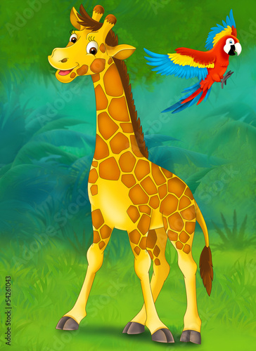 Tapeta ścienna Cartoon safari - ilustracja dla dzieci