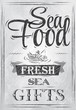 Poster Sea food fresh sea gifts charcoal on board