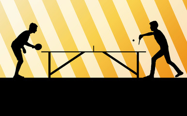 Table tennis player silhouette ping pong vector background