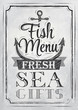 Poster Fish menu fresh sea charcoal