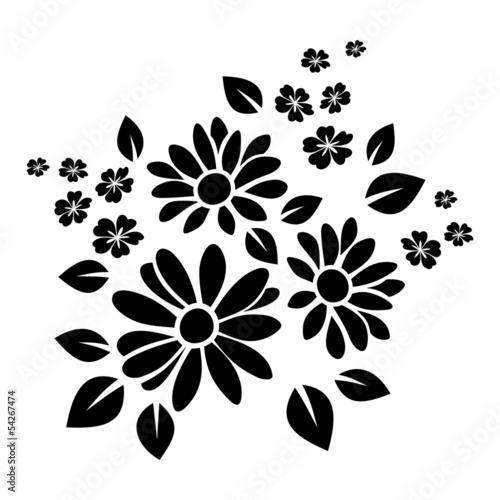Naklejka - mata magnetyczna na lodówkę Black silhouette of flowers. Vector illustration.