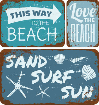 Wall Mural -  - beach tin signs collection