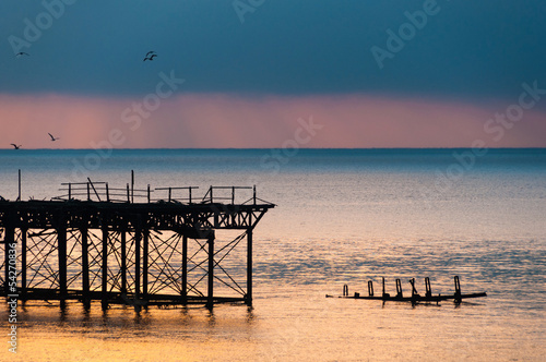 Plakat na papierze fotorealistycznym Zachód molo o zachodzie słońca, brighton, wielka brytania