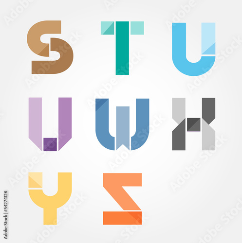 Board z aluminiowym obramowaniem Alfabet nowoczesny papier wyciąć abstrakcyjny wzór stylu. 