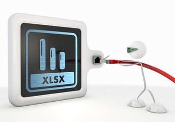 xlsx icon with futuristic 3d character