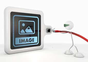 Wall Mural - 3d render of a cute image icon with futuristic 3d character