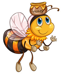 Poster - A bee flying with a pot of honey