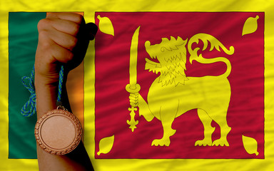 Poster - Bronze medal for sport and  national flag of srilanka