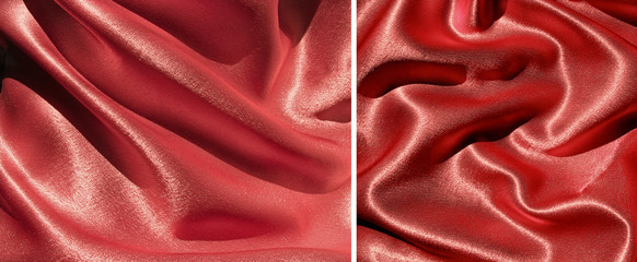 Set of 2 draped red satin backgrounds