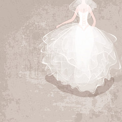 Wall Mural - bride in wedding dress on grungy background