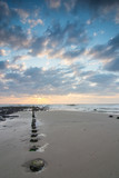Fototapeta Morze - Sunset above Dutch beach