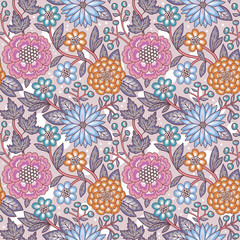 Fototapete - Seamless floral pattern