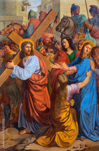 Fotoboard na płycie Wiedeń - Jezus i jego matka na drodze krzyżowej.