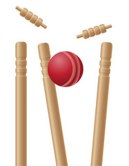 Sticker - criket wickets and ball vector illustration