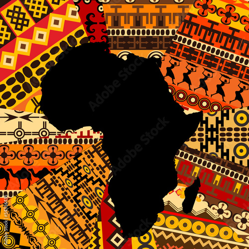 Cuadros en Lienzo Africa map on ethnic background