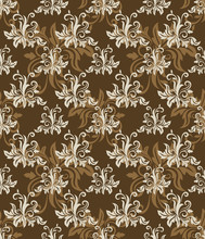 Seamless Brown Floral Vector Retro Pattern.