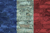 Fototapeta Paryż - flag on France graphic on a brick background