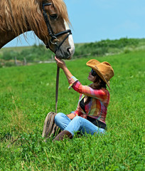 Wall Mural - Girl with a horse