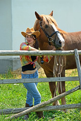 Wall Mural - Girl with a horse