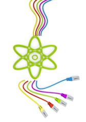 Wall Mural - science symbol with colourful network cable