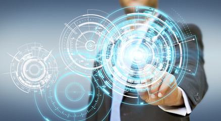 Aufkleber - Businessman touching tactile interface