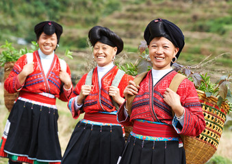 smiling chinese minority woman yao