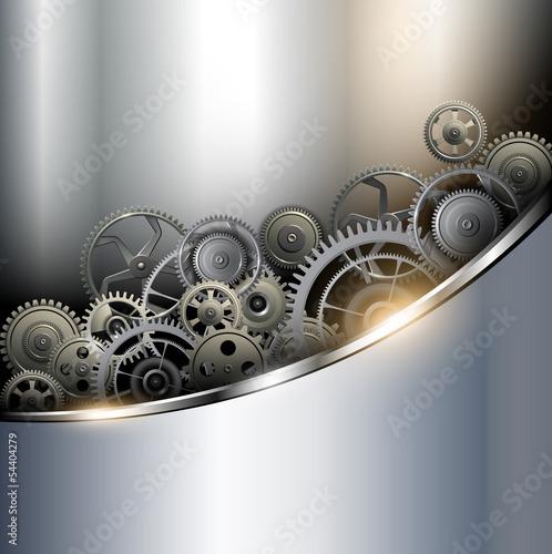 Naklejka dekoracyjna Background metallic with technology gears