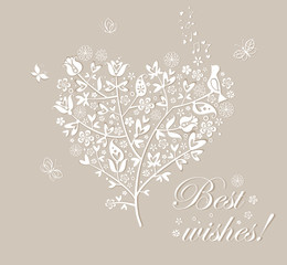 Poster - Congratulation card with beautiful tree