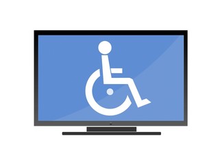 Canvas Print - Personne handicapée en fauteuil roulant dans un écran de télévision