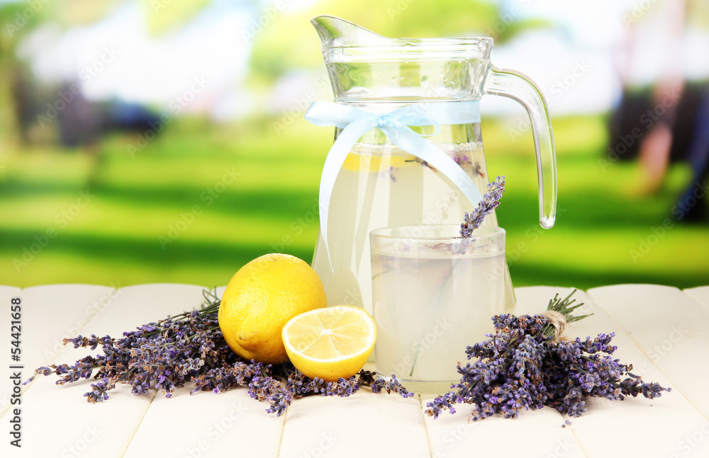 Lavender lemonade, on bright background