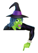 Halloween Witch Pointing Down