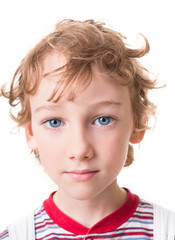 curly boy face in close-up