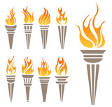 Fototapeta  - Torch symbol set