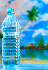 Wall Mural - bottle of water on the beach