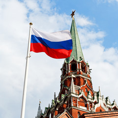 Sticker - Russian state flag flying in wind