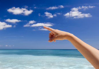 Wall Mural - hand pointing to the sky