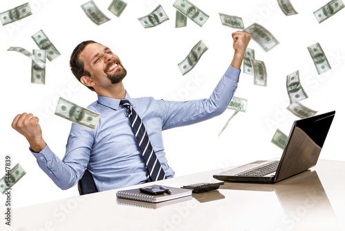 young modern businessman excited with success with money rain - Buy this  stock photo and explore similar images at Adobe Stock | Adobe Stock