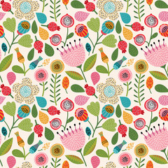 Poster - Seamless floral pattern