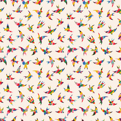 Sticker - Spring birds seamless pattern