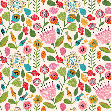 Fototapete -  - Seamless floral pattern