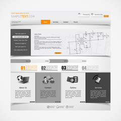 Wall Mural - website design template with electronics schematic illsutration