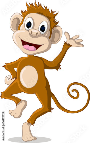 Nowoczesny obraz na płótnie happy monkey cartoon posing