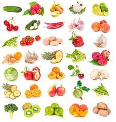 Set of fresh vegetables and fruits