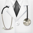 © ecco - Close up of a doctors lab white coat and stethoscope. Vector ill