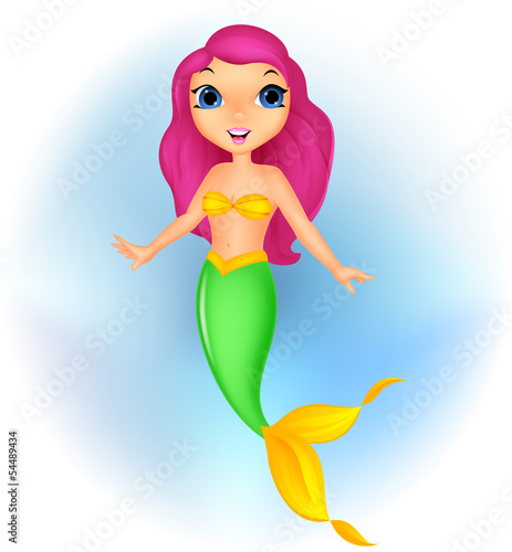 Naklejka na szafę Cute mermaid cartoon